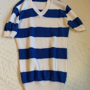 Girls blue and white‎ knit sweater dress